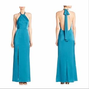 Teal backless gown